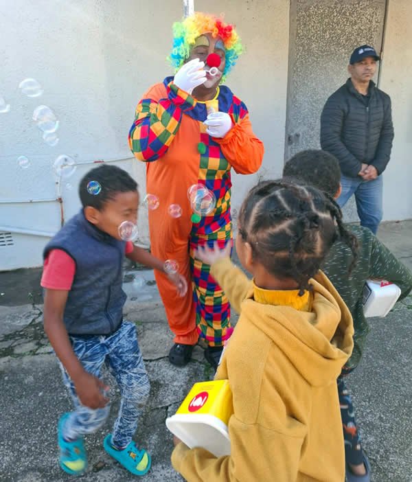 Clown blowing bubbles